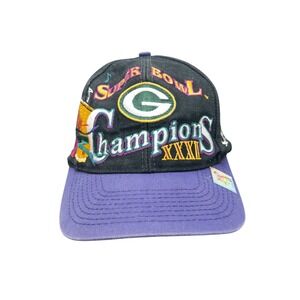 Vintage Green Bay‎ Packers Super Bowl XXXI Snapback Hat Purple Bill NFL Fan Gear
